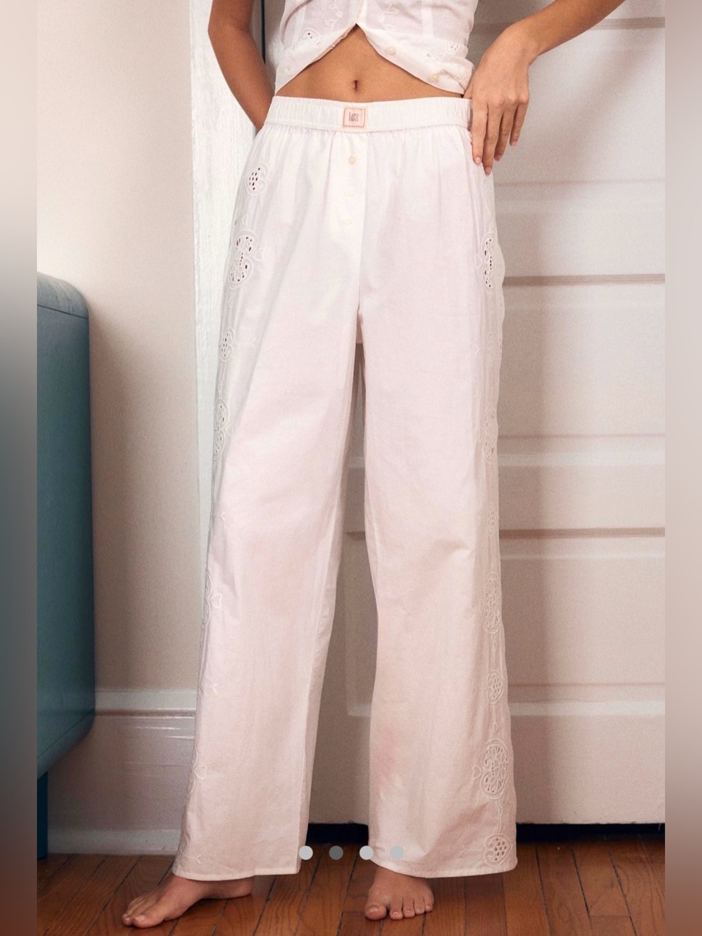 Anthropologie LyreBird Embroidered Eyelet Boxer Pants NWT White Cotton L